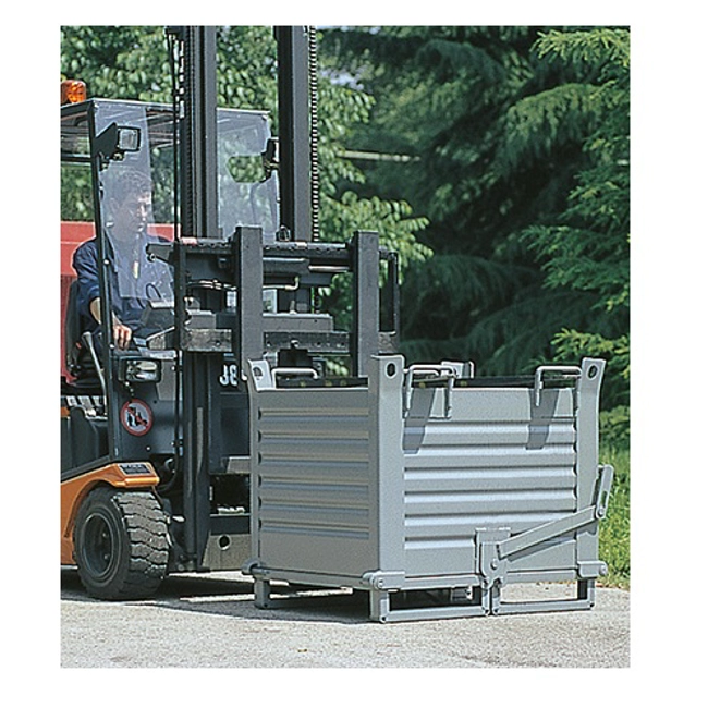 Vendita online Container in lamiera fondo apribile a rulli mm.1000x800x800H - Grigio scuro RAL7000